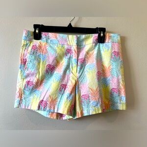 Cynthia Rowley Pineapple Print Shorts Women 6 Pastel Colorful Summer Lightweight